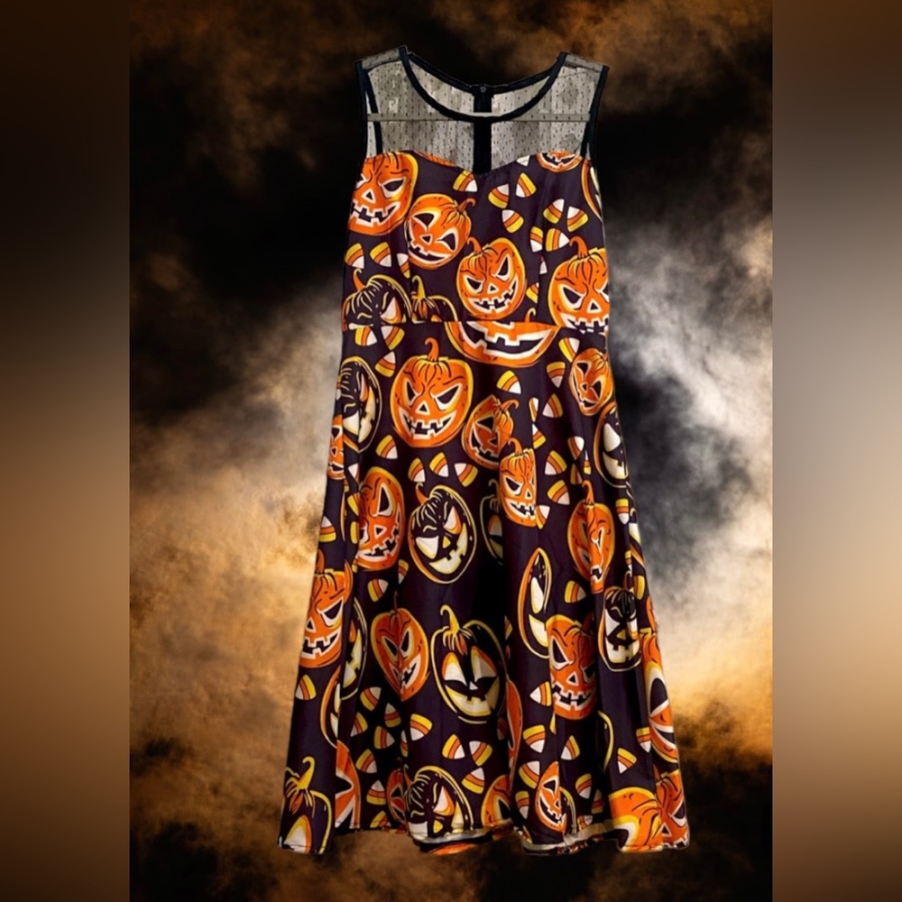 Handmade Disney Inspired Halloween Jack O Lantern Candy corn Orange Black dress
